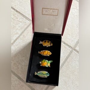 Hans Turnwald Set of 4 Nautical Fish Signed Silver-plate Napkin Rings